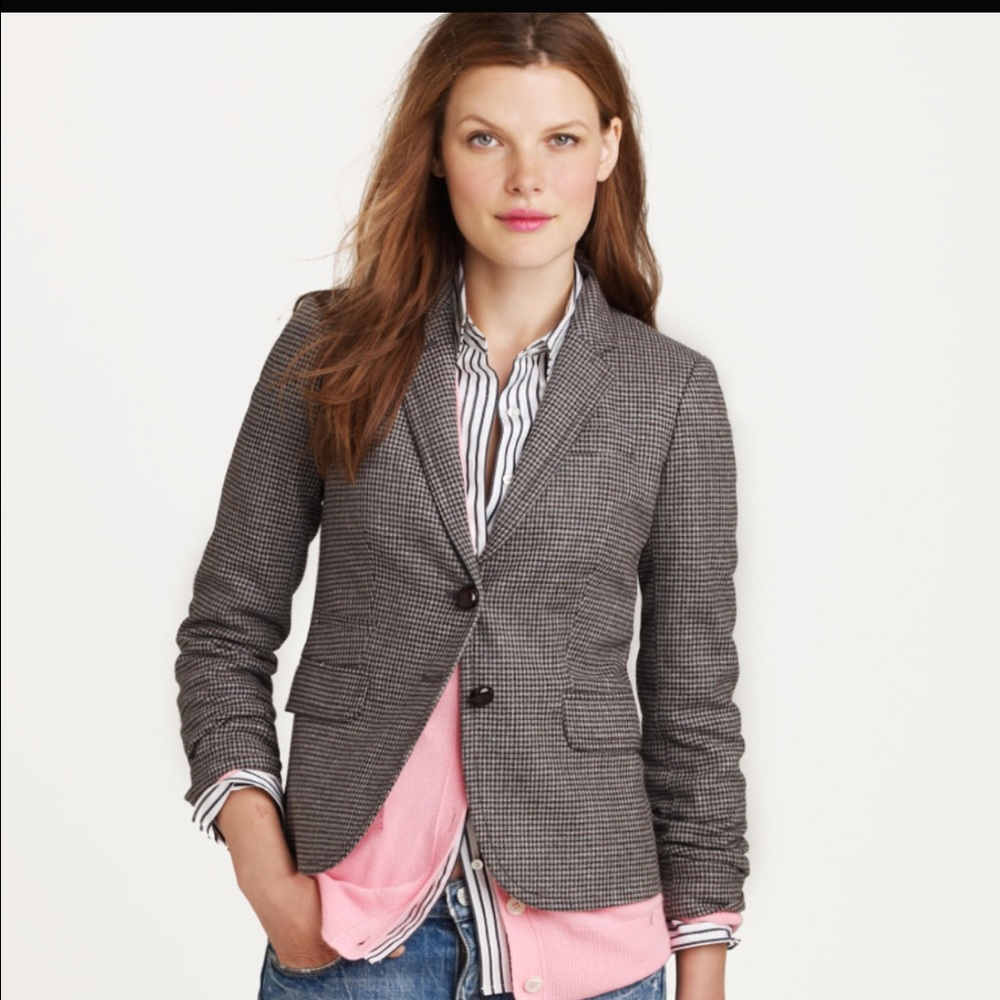 Women's "Schoolboy" Gray Houndstooth Tailored Blazer -